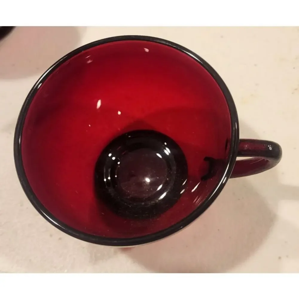 Vintage Arcoroc France Ruby Red Glass Punch Cups Set of 8 Pressed Holiday 2.5